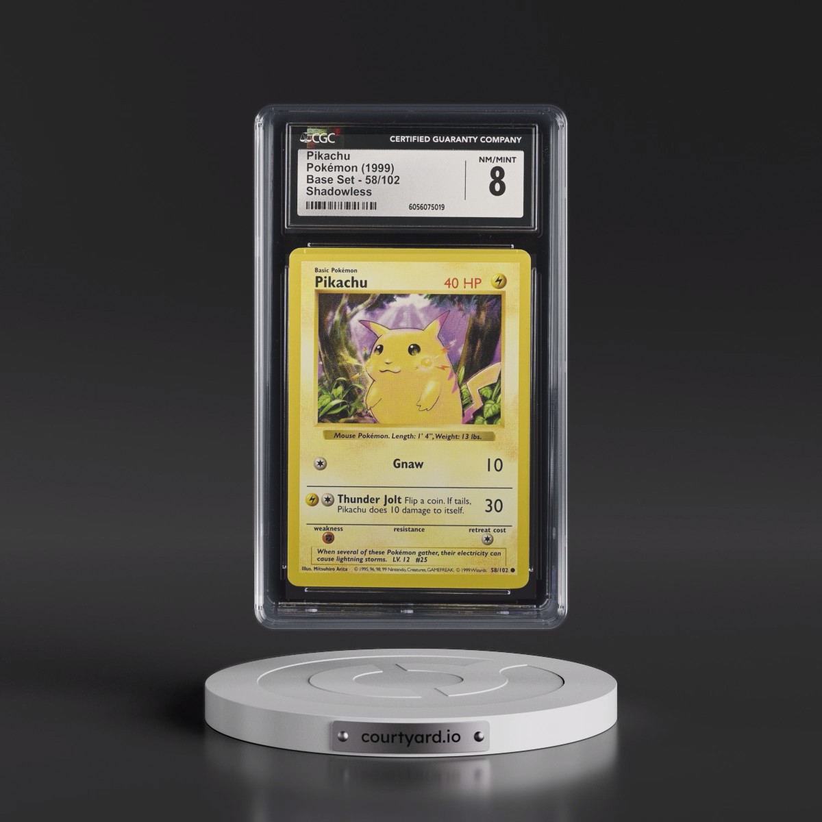 1999 Base Set #58/102 Pikachu - Shadowless Shadowless (CGC 8 NM-MT)