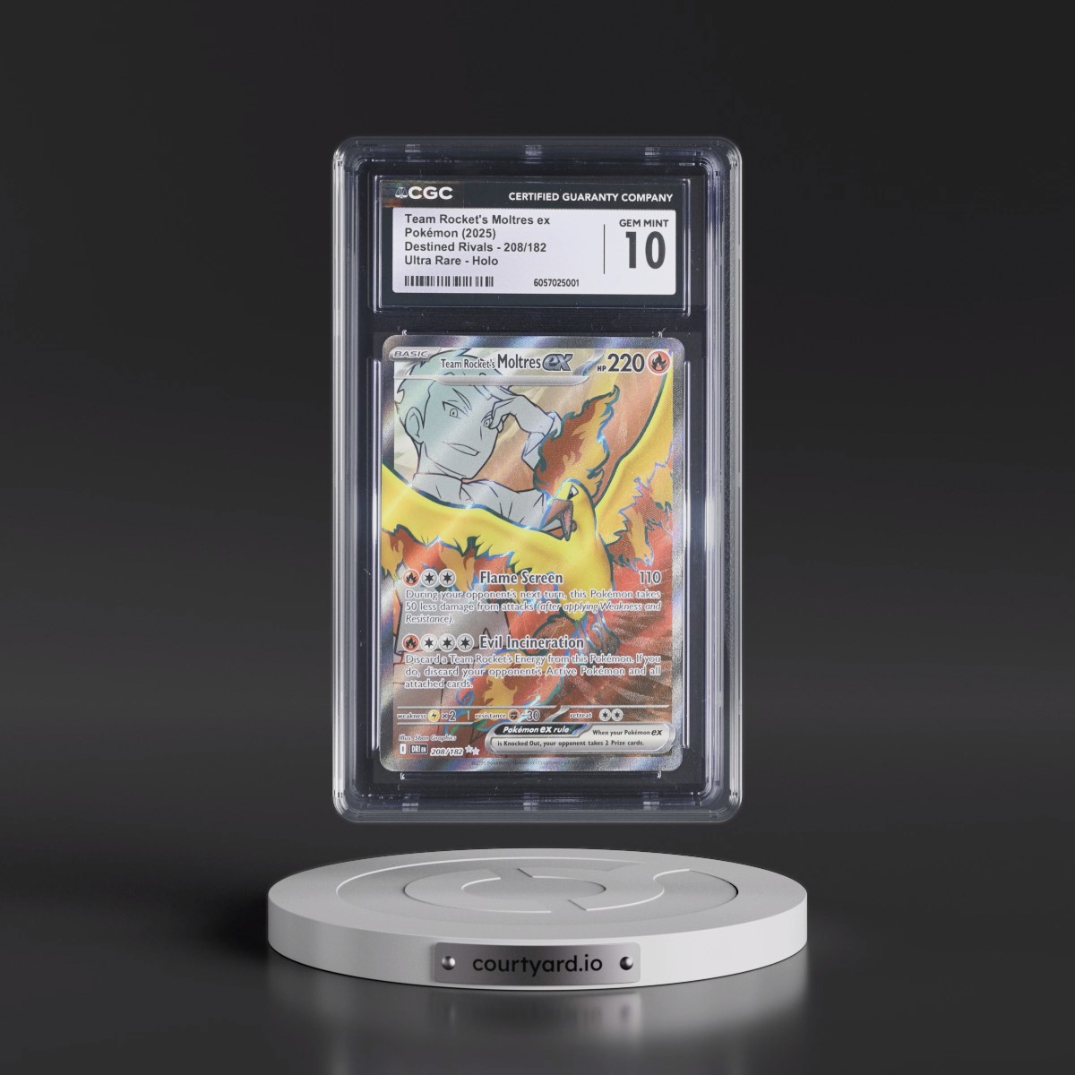 2025 Destined Rivals - DRI EN #208/182 Team Rocket's Moltres ex - Ultra Rare Holo (CGC 10 GEM MINT)