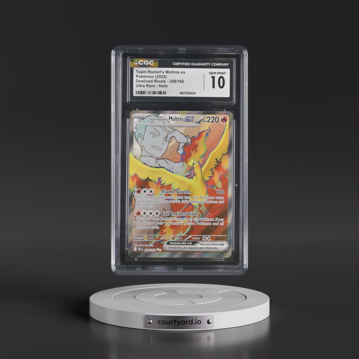 2025 Destined Rivals - DRI EN #208/182 Team Rocket's Moltres ex - Ultra Rare Holo (CGC 10 GEM MINT)