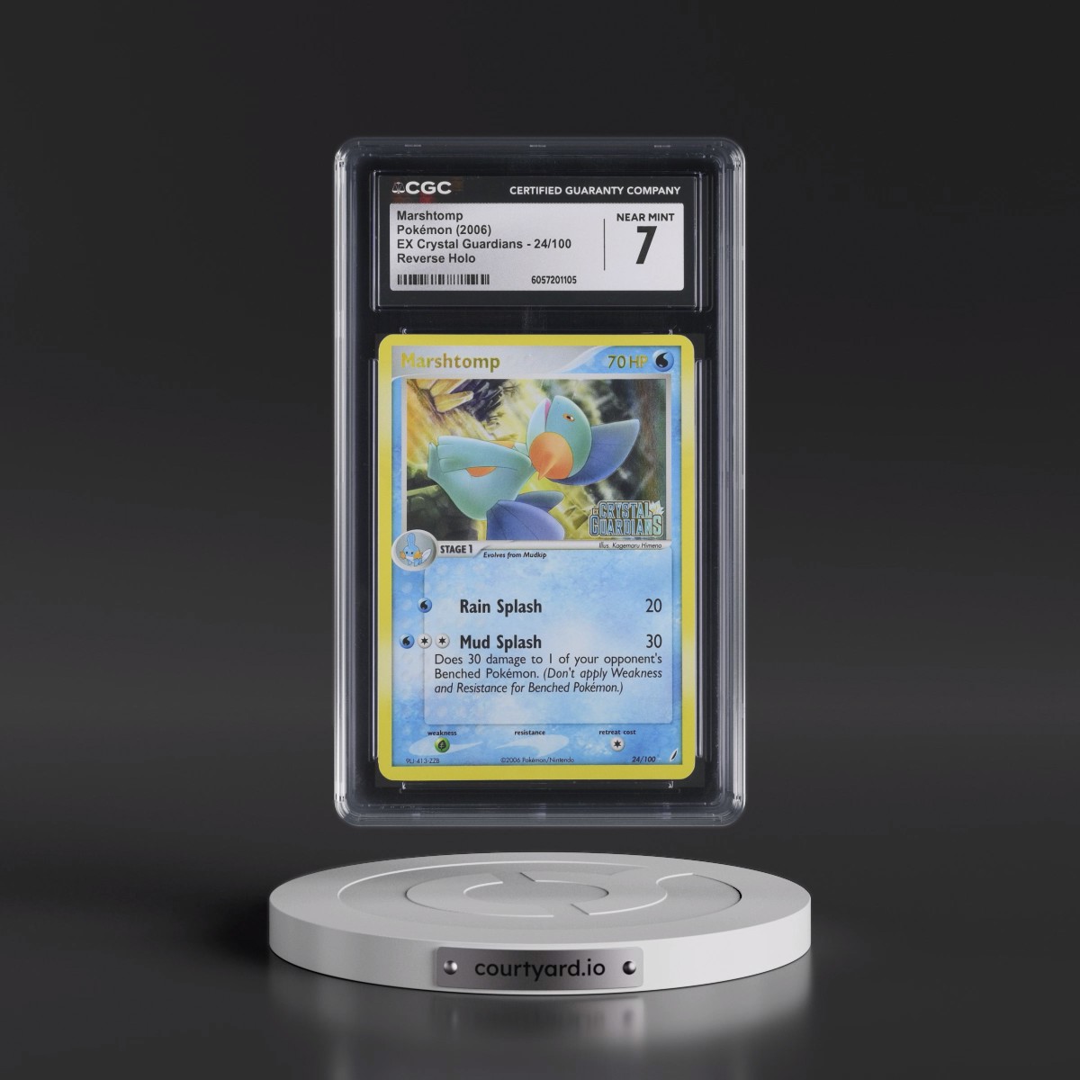 2006 EX Crystal Guardians #24/100 Marshtomp - Reverse Holo (CGC 7 NM)