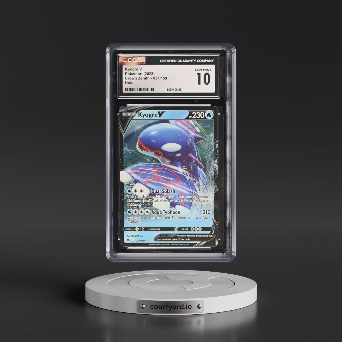 2023 Crown Zenith #037/159 Kyogre V - Holo (CGC 10 GEM MINT)