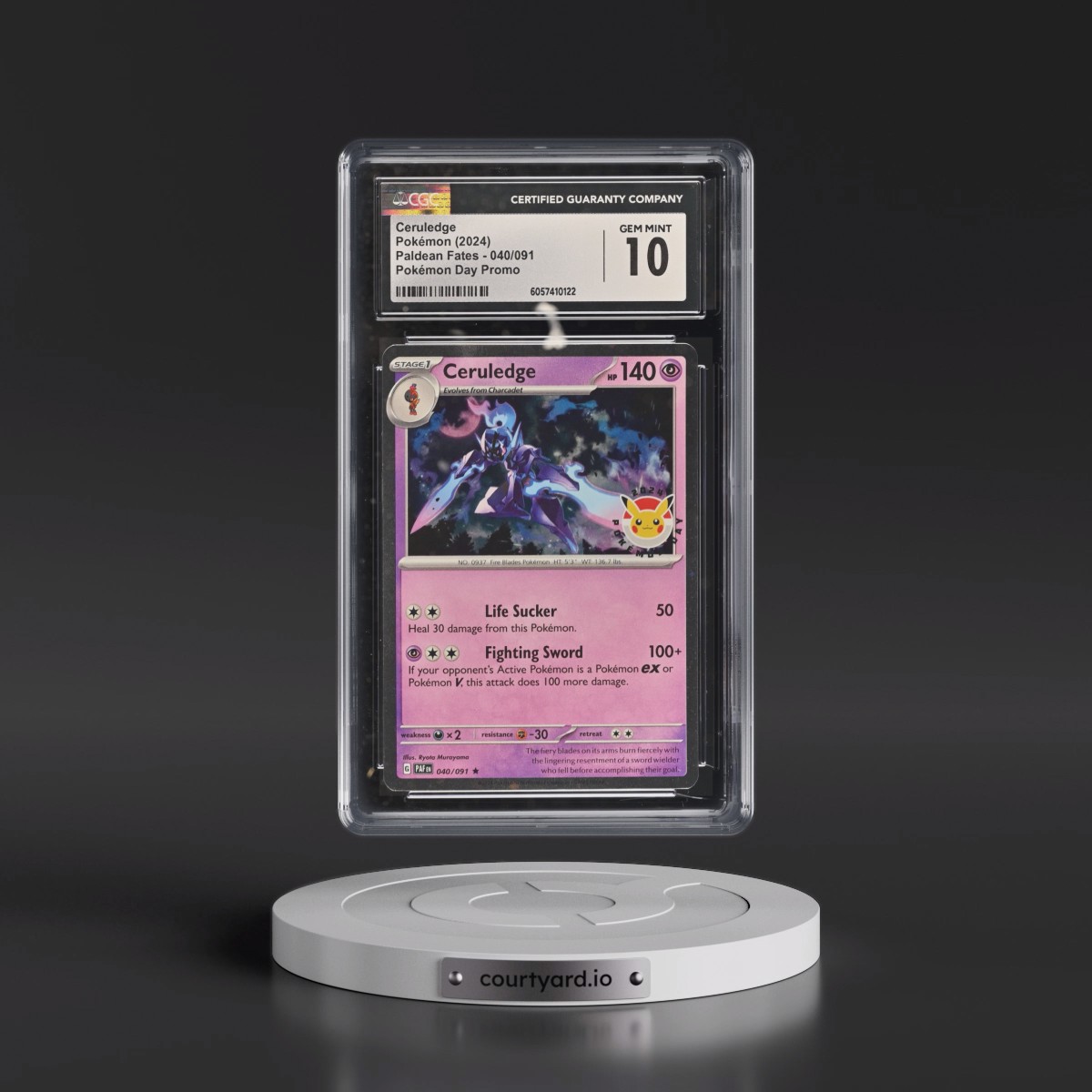 2024 Paldean Fates - PAF EN #040/091 Ceruledge - Pokémon Day Promo (Cosmos Holo) (CGC 10 GEM MINT)