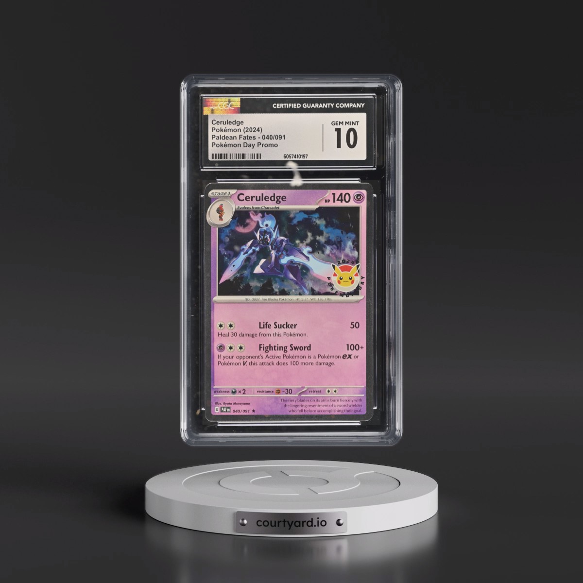 2024 Paldean Fates - PAF EN #040/091 Ceruledge - Pokémon Day Promo (Cosmos Holo) (CGC 10 GEM MINT)