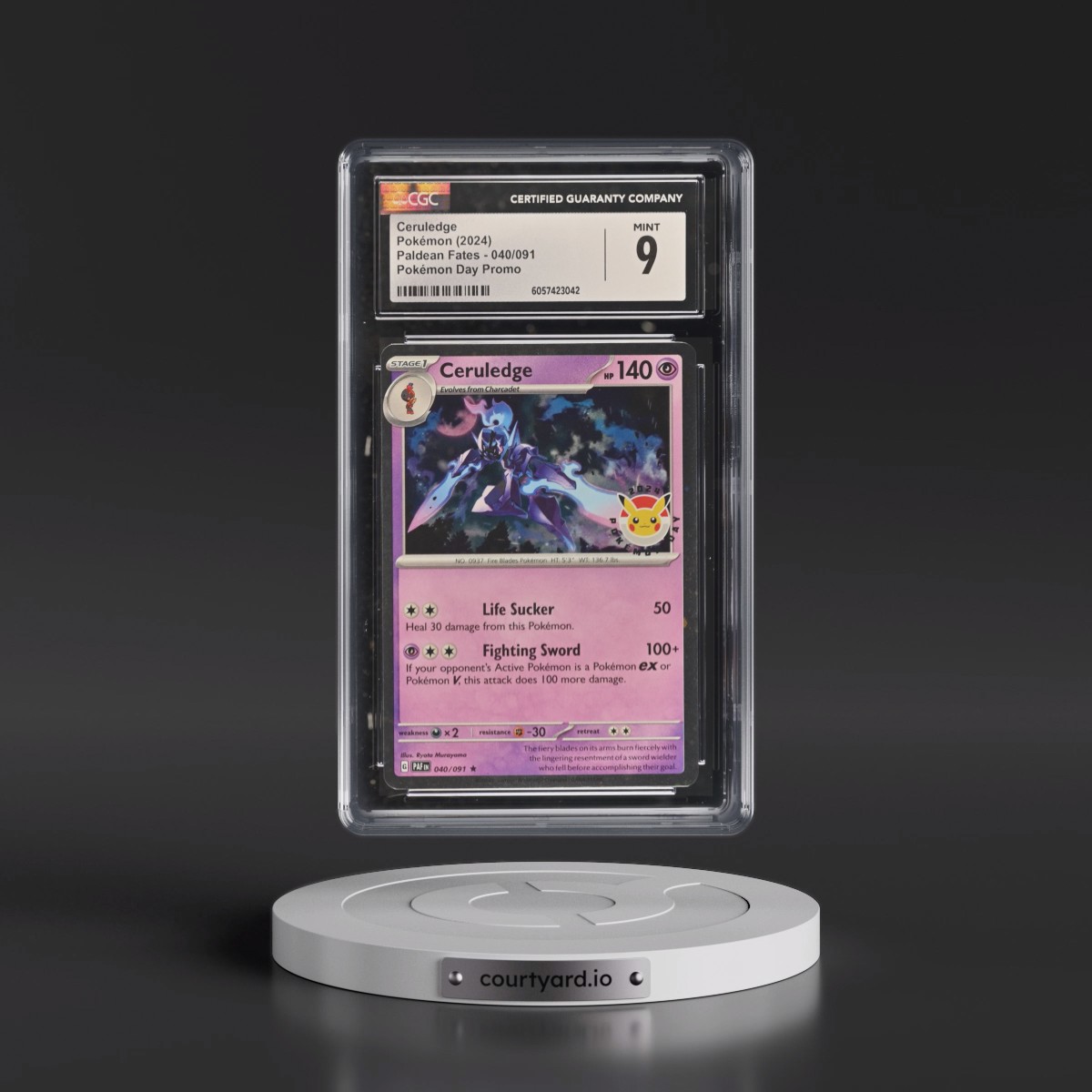 2024 Paldean Fates - PAF EN #040/091 Ceruledge - Pokémon Day Promo (Cosmos Holo) (CGC 9 MINT)