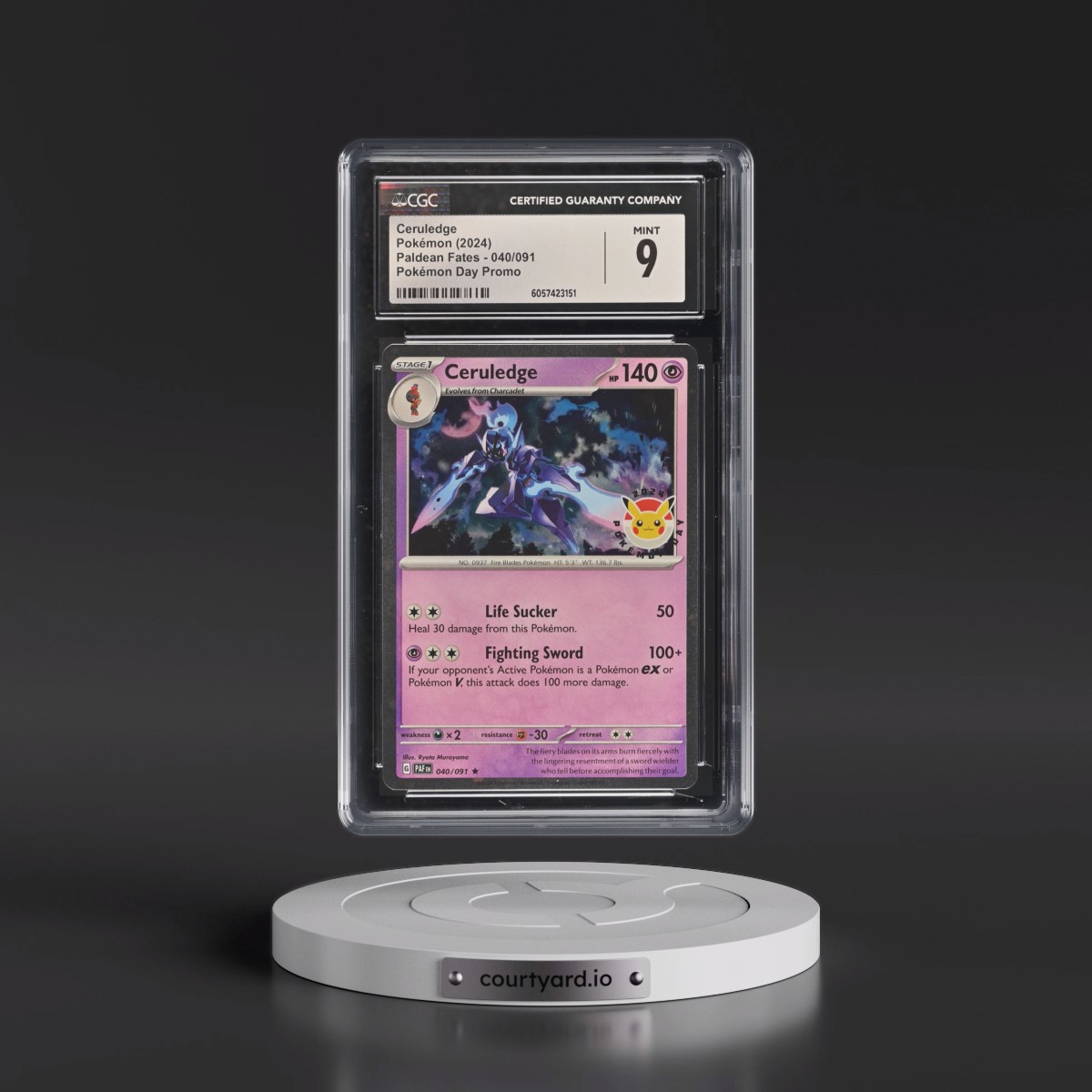2024 Paldean Fates - PAF EN #040/091 Ceruledge - Pokémon Day Promo (Cosmos Holo) (CGC 9 MINT)