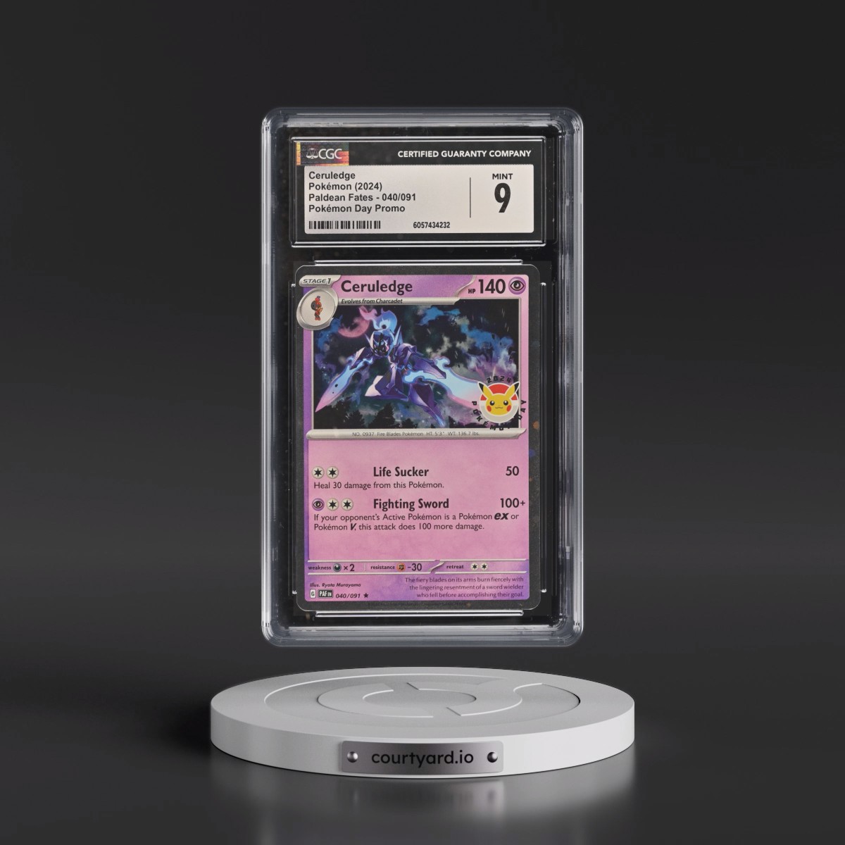 2024 Paldean Fates - PAF EN #040/091 Ceruledge - Pokémon Day Promo (Cosmos Holo) (CGC 9 MINT)