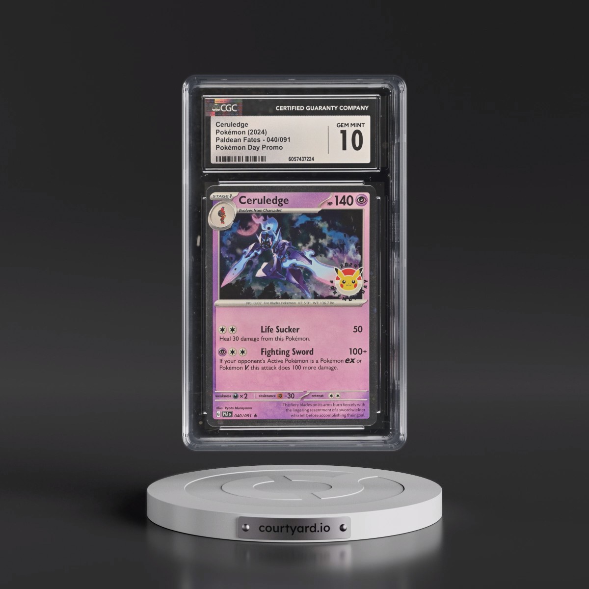 2024 Paldean Fates - PAF EN #040/091 Ceruledge - Pokémon Day Promo (Cosmos Holo) (CGC 10 GEM MINT)