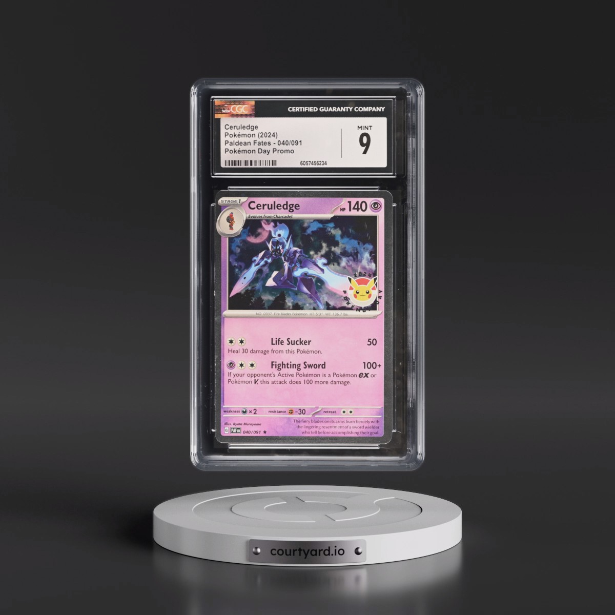 2024 Paldean Fates - PAF EN #040/091 Ceruledge - Pokémon Day Promo (Cosmos Holo) (CGC 9 MINT)