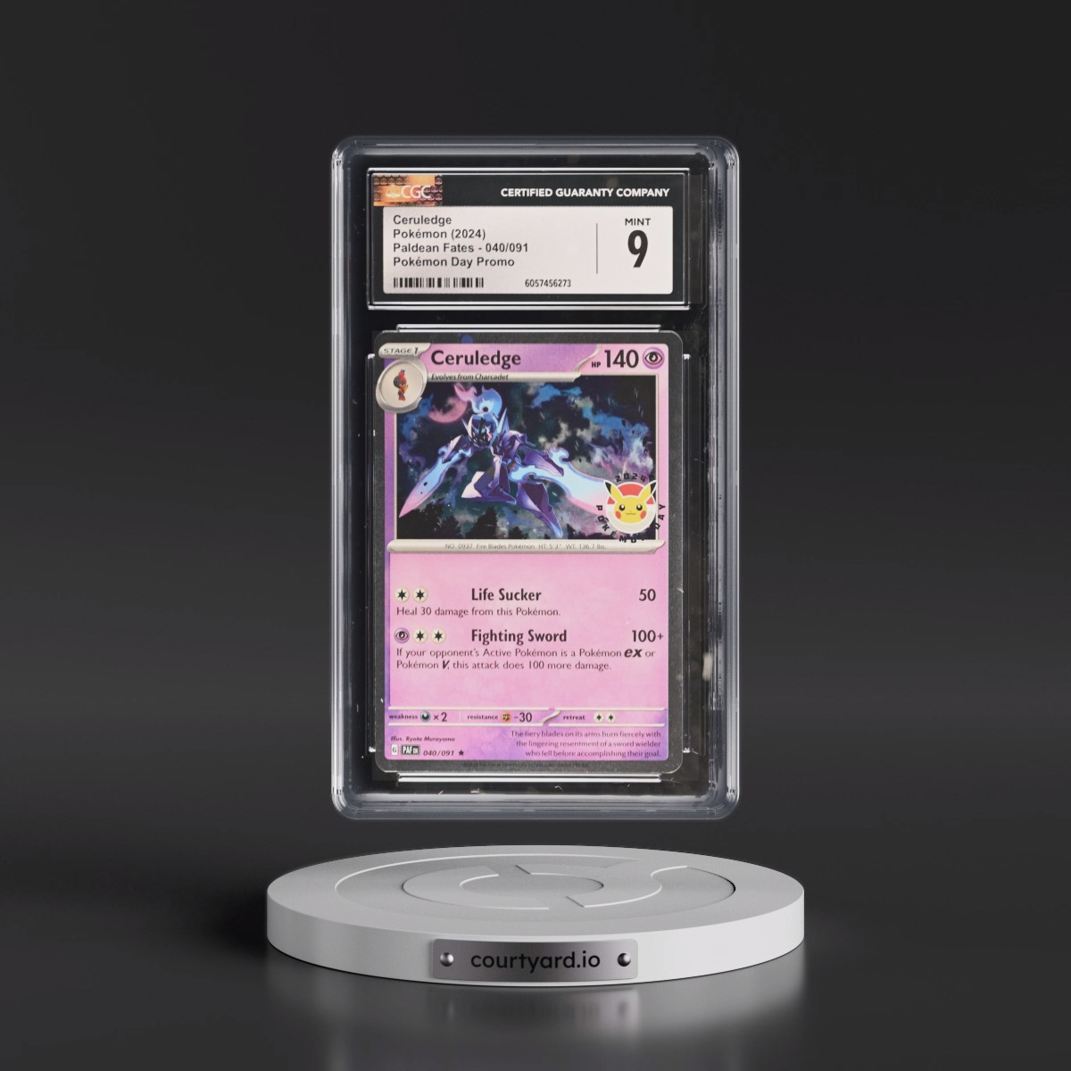 2024 Paldean Fates - PAF EN #040/091 Ceruledge - Pokémon Day Promo (Cosmos Holo) (CGC 9 MINT)
