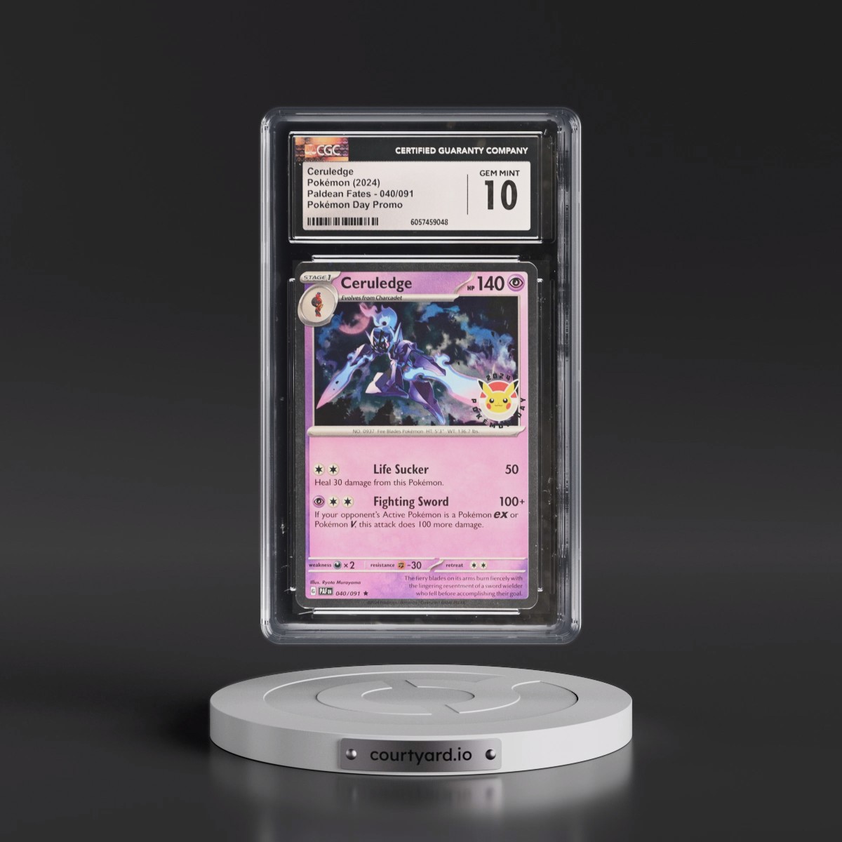 2024 Paldean Fates - PAF EN #040/091 Ceruledge - Pokémon Day Promo (Cosmos Holo) (CGC 10 GEM MINT)