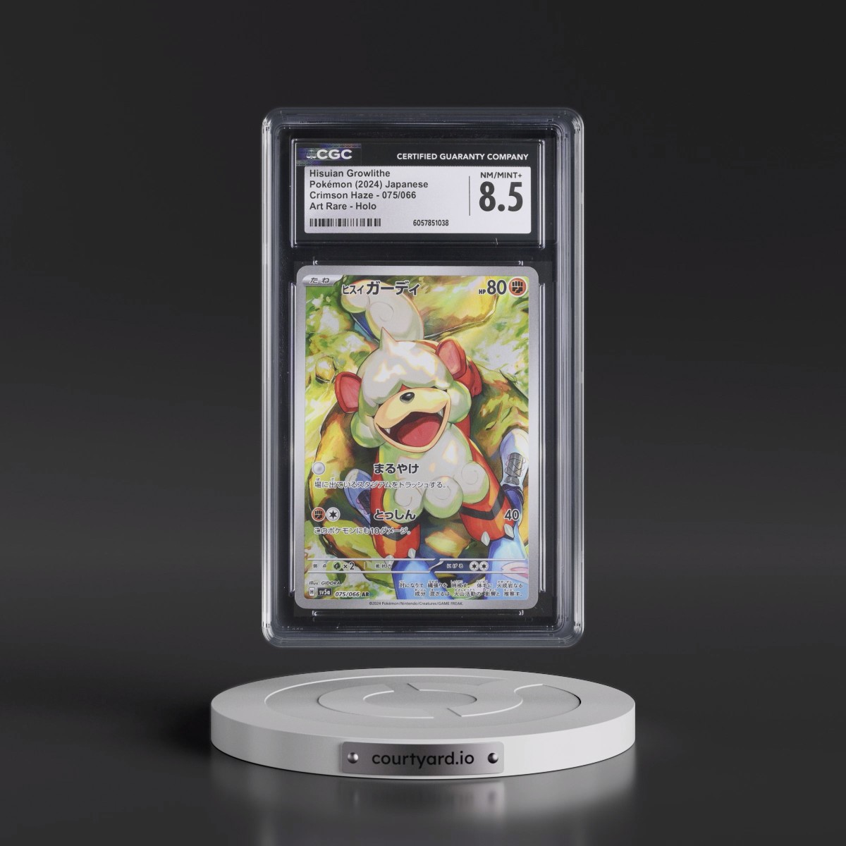 2024 Crimson Haze #075/066 Hisuian Growlithe - Art Rare Holo (CGC 8.5 NM-MT+)