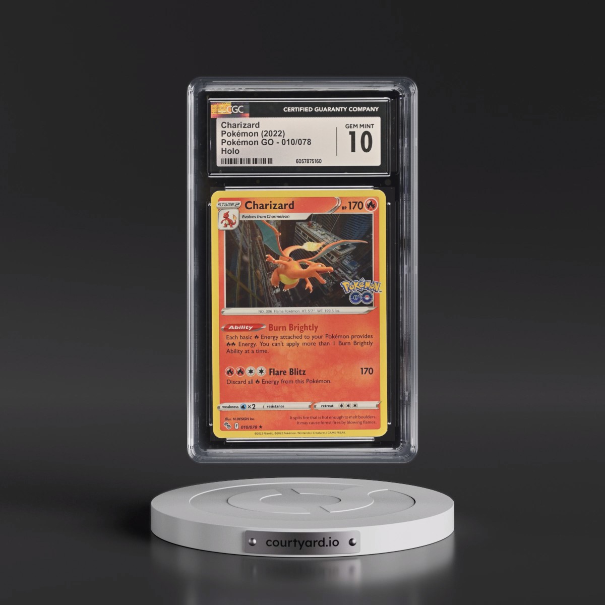 2022 Pokémon GO #010/078 Charizard - Holo (CGC 10 GEM MINT)