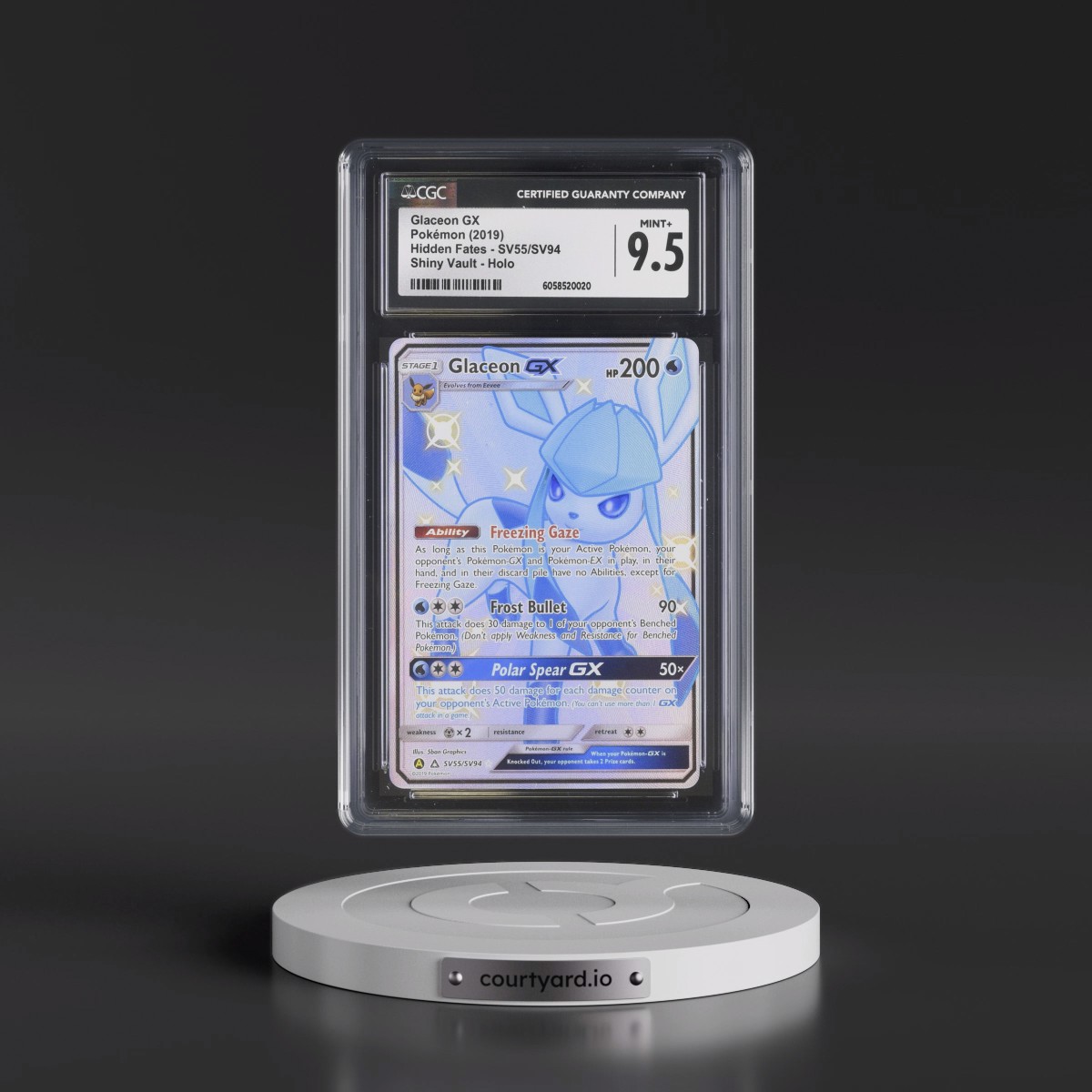 2019 Hidden Fates #SV55/SV94 Glaceon GX - Shiny Vault Holo (CGC 9.5 MINT+)