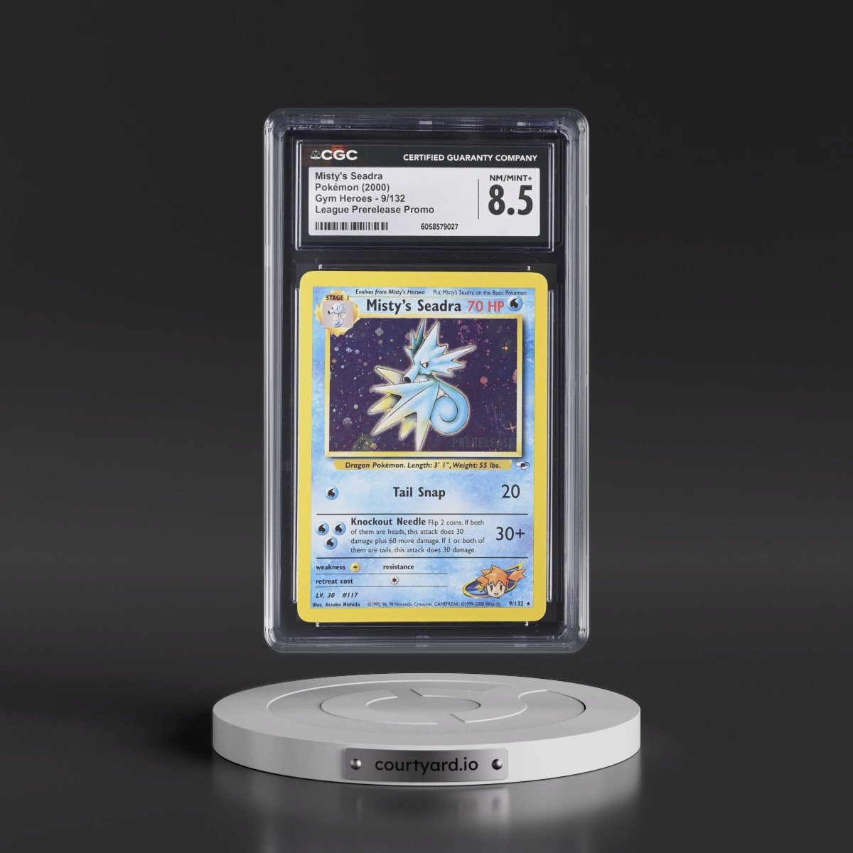 2000 Gym Heroes #9/132 Misty's Seadra - League Prerelease Promo (Holo) (CGC 8.5 NM-MT+)