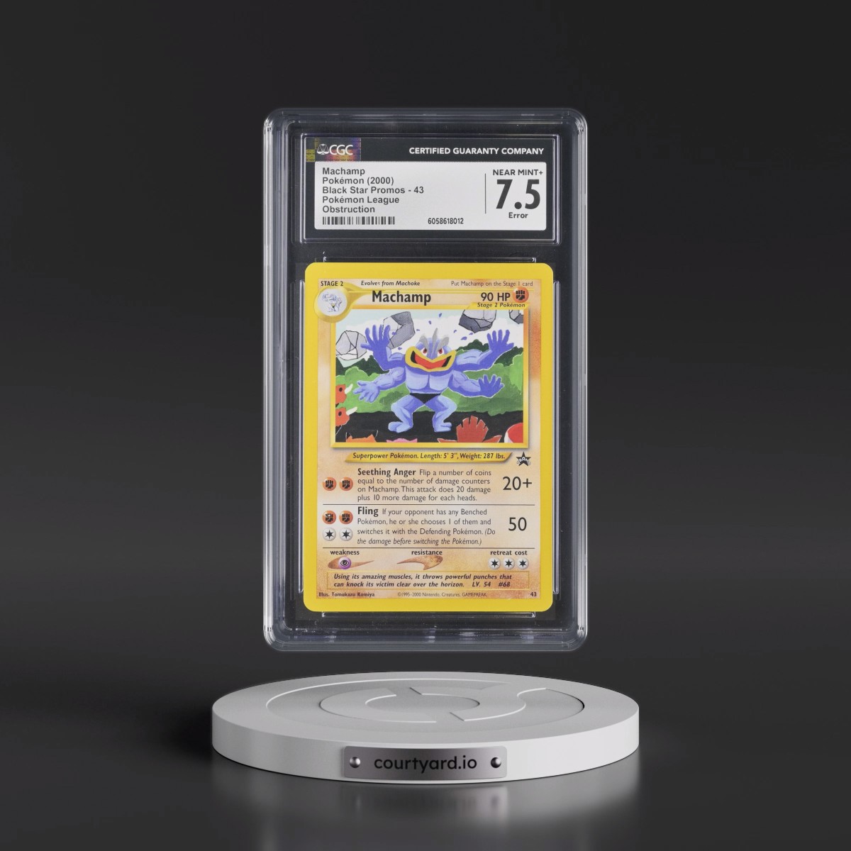 1999 Black Star Promos #43 Machamp - Pokémon League (CGC 7.5 NM+)