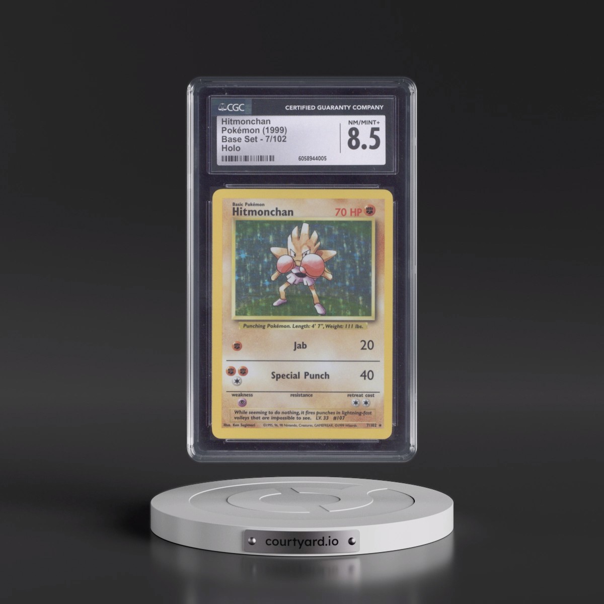 1999 Base Set #7/102 Hitmonchan - Holo (CGC 8.5 NM-MT+)