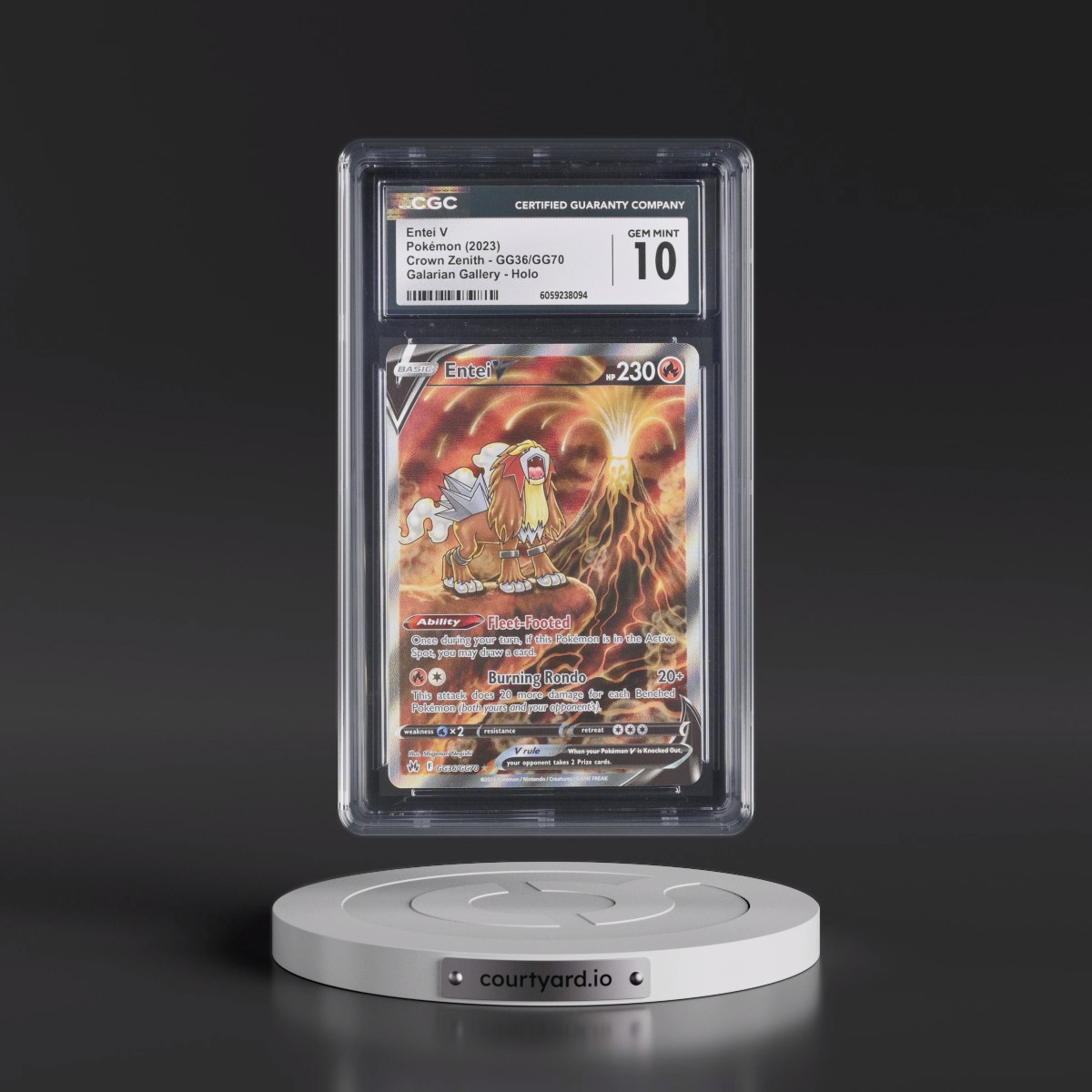 2023 Crown Zenith #GG36/GG70 Entei V - Galarian Gallery Holo (CGC 10 GEM MINT)
