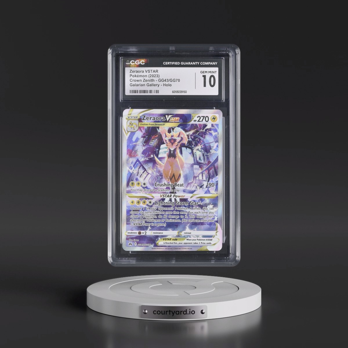 2023 Crown Zenith #GG43/GG70 Zeraora VSTAR - Galarian Gallery Holo (CGC 10 GEM MINT)