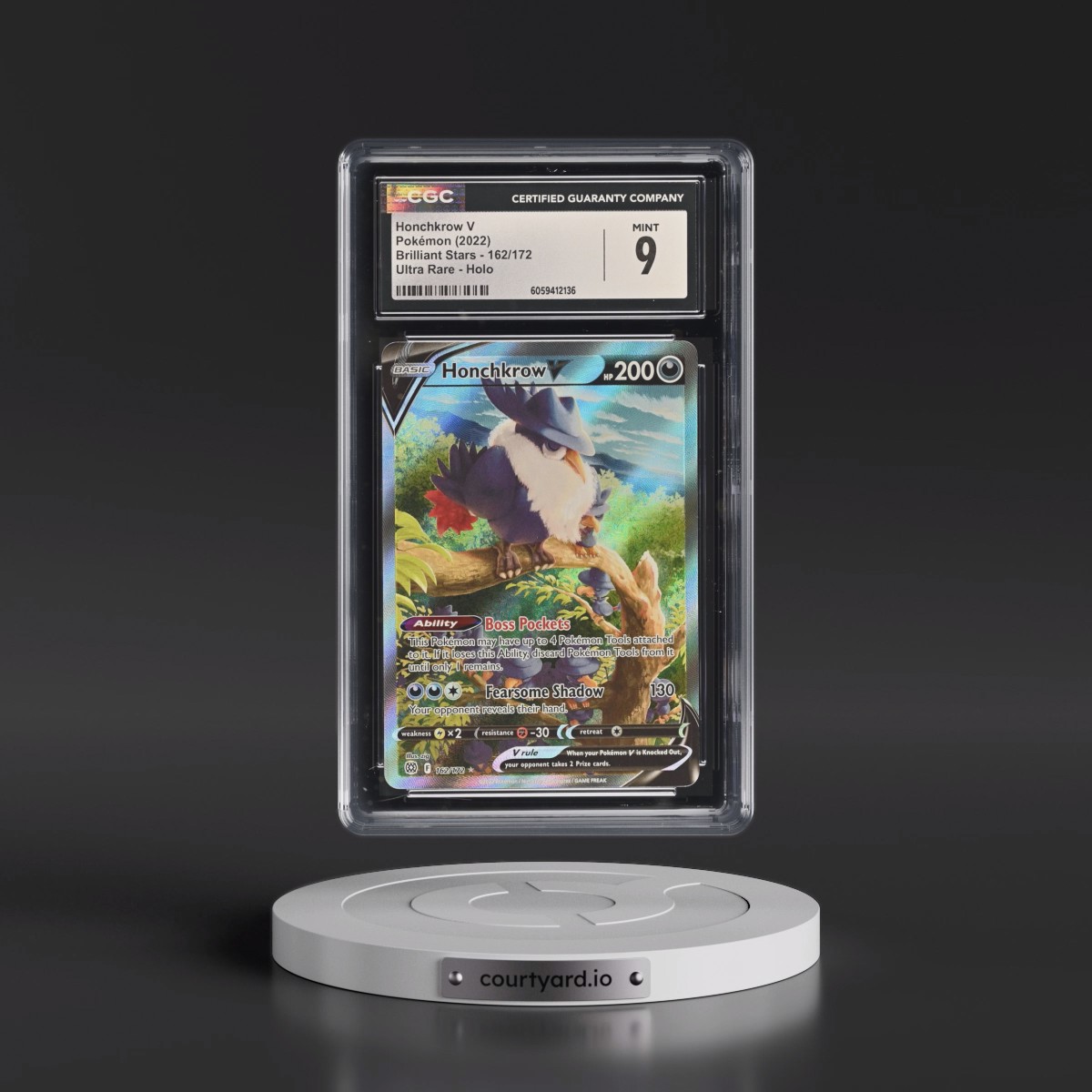 2022 Brilliant Stars #162/172 Honchkrow V - Ultra Rare Holo (CGC 9 MINT)