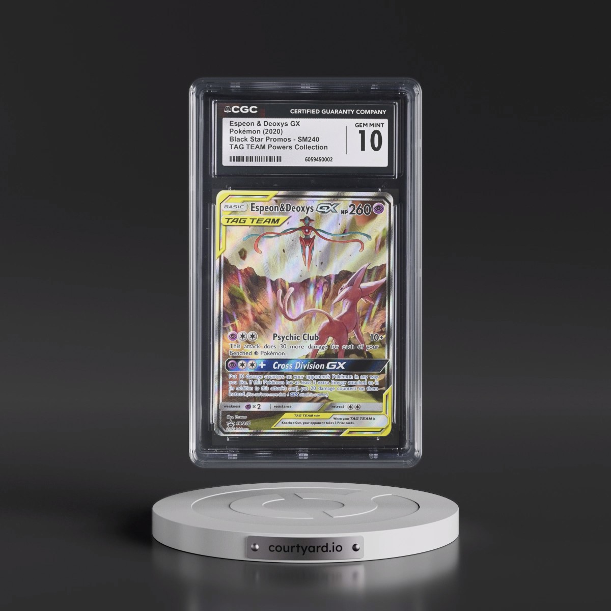 2016 Black Star Promos - Sun & Moon #SM240 Espeon & Deoxys GX - TAG TEAM Powers Collection (Holo) (CGC 10 GEM MINT)
