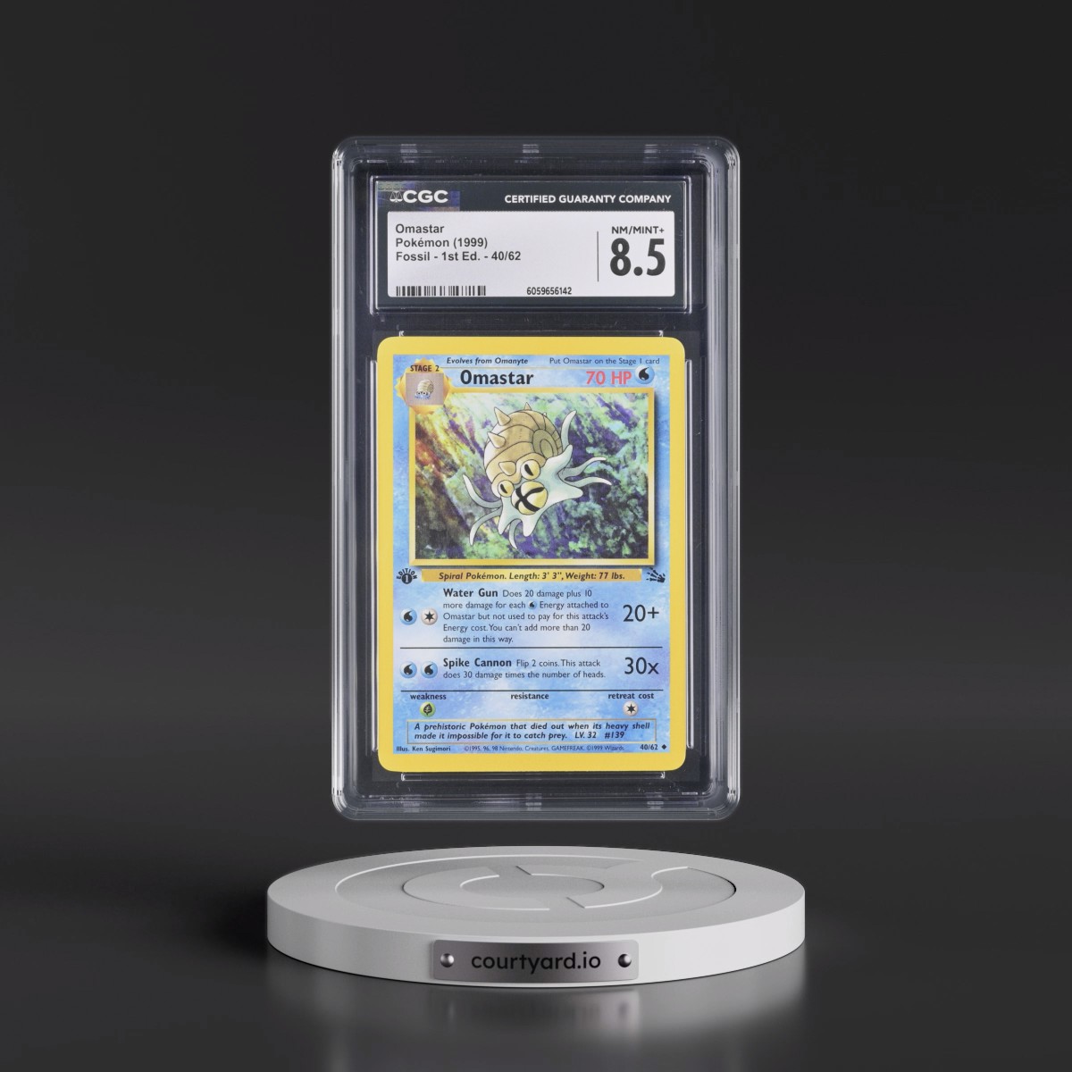 1999 Fossil #40/62 Omastar - 1st Edition 1st Edition (CGC 8.5 NM-MT+)