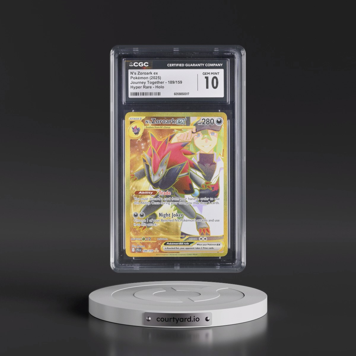 2024 Journey Together - JTG EN #189/159 N's Zoroark ex - Hyper Rare Holo (CGC 10 GEM MINT)