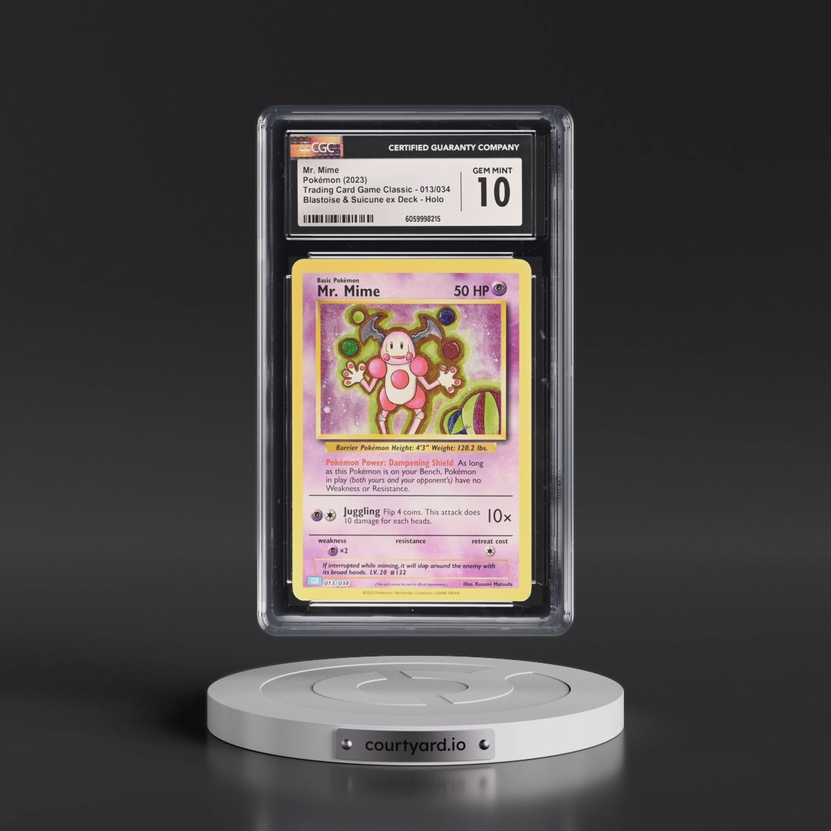2023 Trading Card Game Classic - CLV, CLC, CLB #013/034 Mr. Mime - Blastoise & Suicune ex Deck - CLB Holo (CGC 10 GEM MINT)