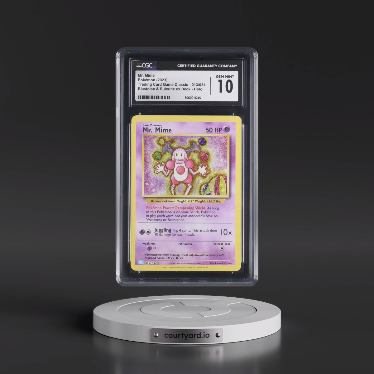 2023 Trading Card Game Classic - CLV, CLC, CLB #013/034 Mr. Mime - Blastoise & Suicune ex Deck - CLB Holo (CGC 10 GEM MINT)