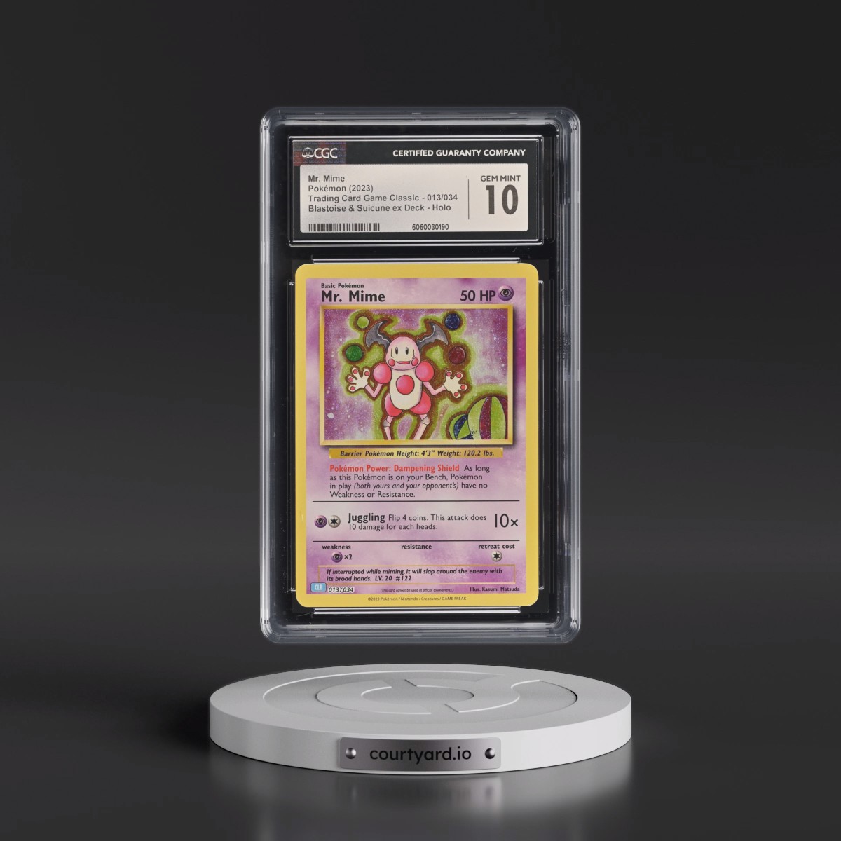 2023 Trading Card Game Classic - CLV, CLC, CLB #013/034 Mr. Mime - Blastoise & Suicune ex Deck - CLB Holo (CGC 10 GEM MINT)