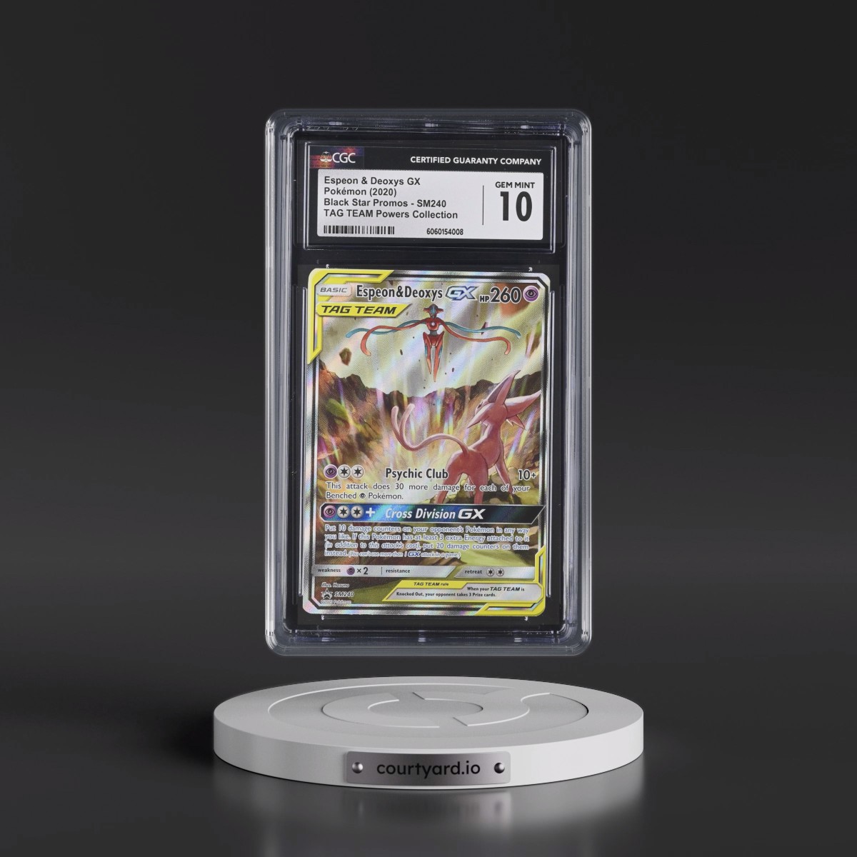 2016 Black Star Promos - Sun & Moon #SM240 Espeon & Deoxys GX - TAG TEAM Powers Collection (Holo) (CGC 10 GEM MINT)