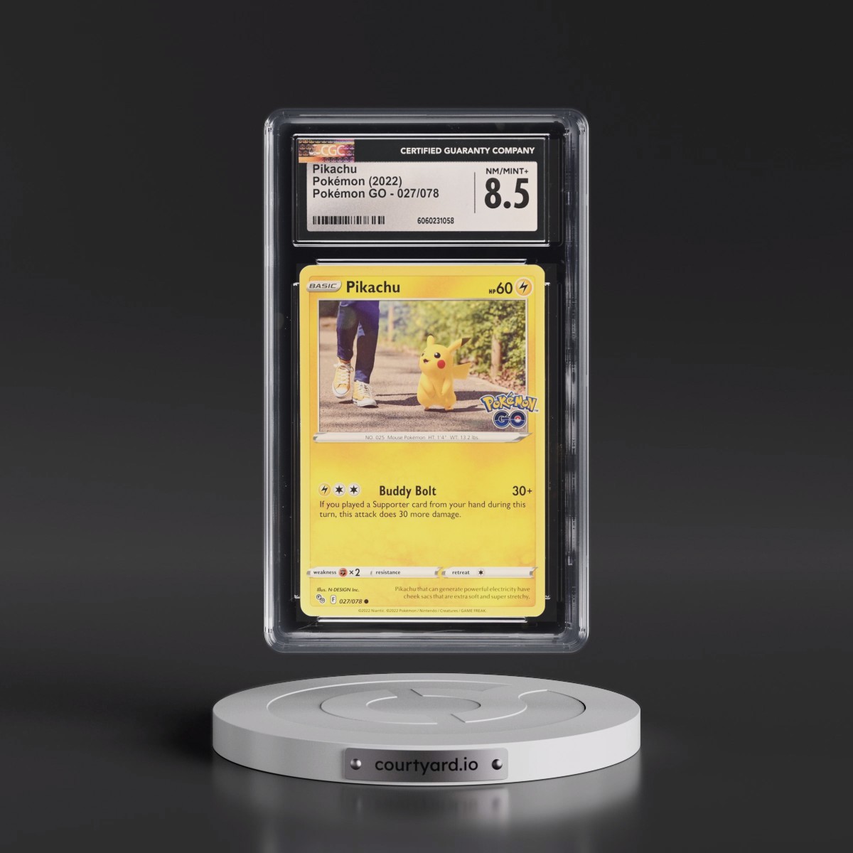 2022 Pokémon GO #027/078 Pikachu (CGC 8.5 NM-MT+)