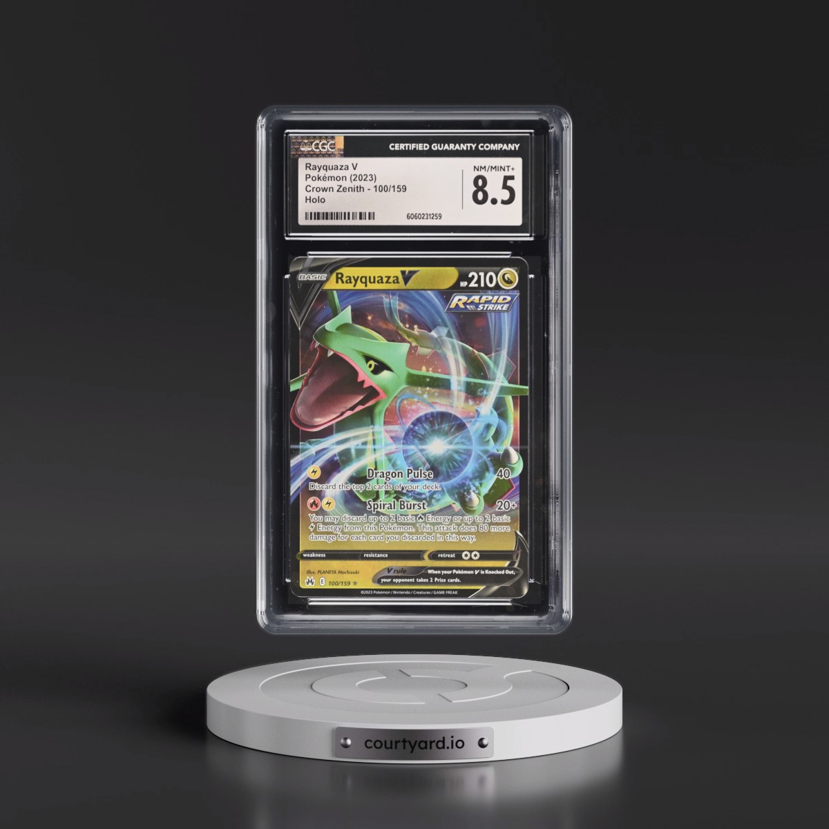 2023 Crown Zenith #100/159 Rayquaza V - Holo (CGC 8.5 NM-MT+)