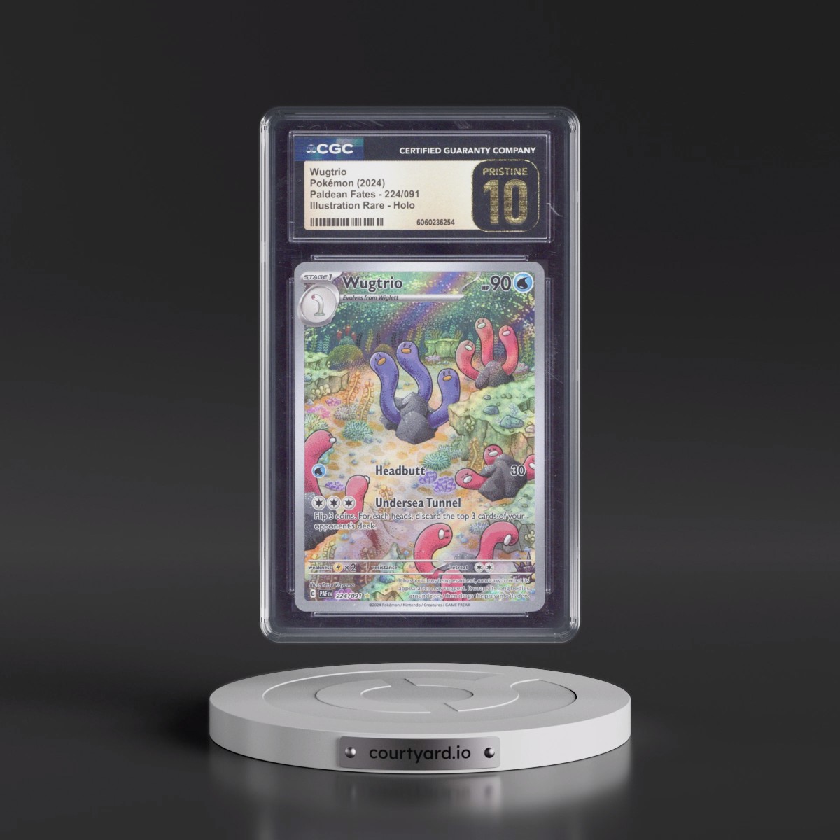 2024 Paldean Fates - PAF EN #224/091 Wugtrio - Illustration Rare Holo (CGC 10 PRISTINE)