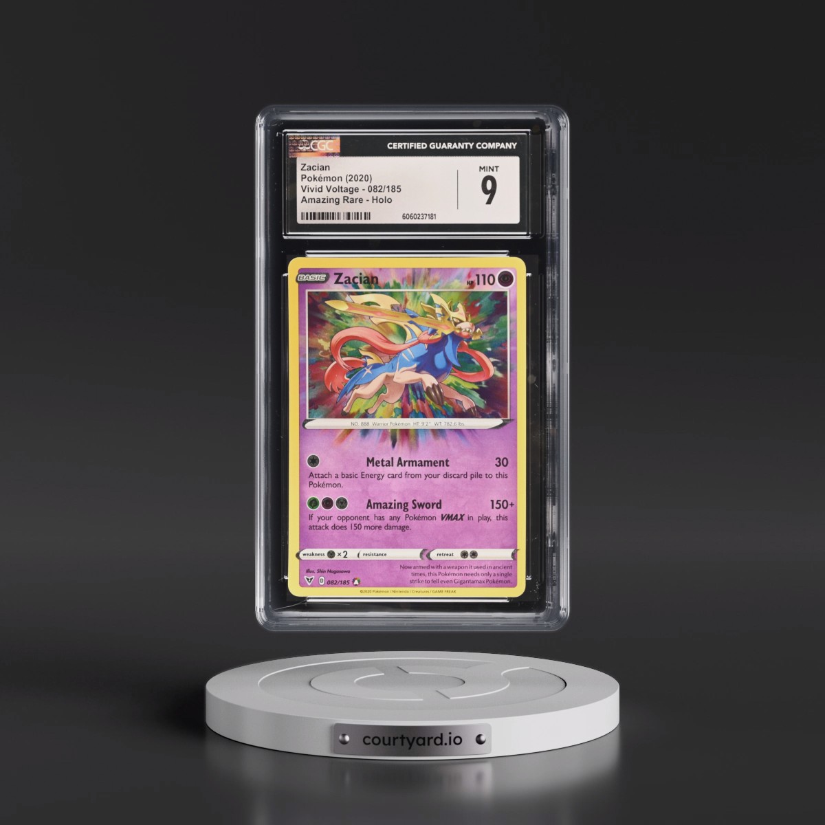 2020 Vivid Voltage #082/185 Zacian - Amazing Rare Holo (CGC 9 MINT)