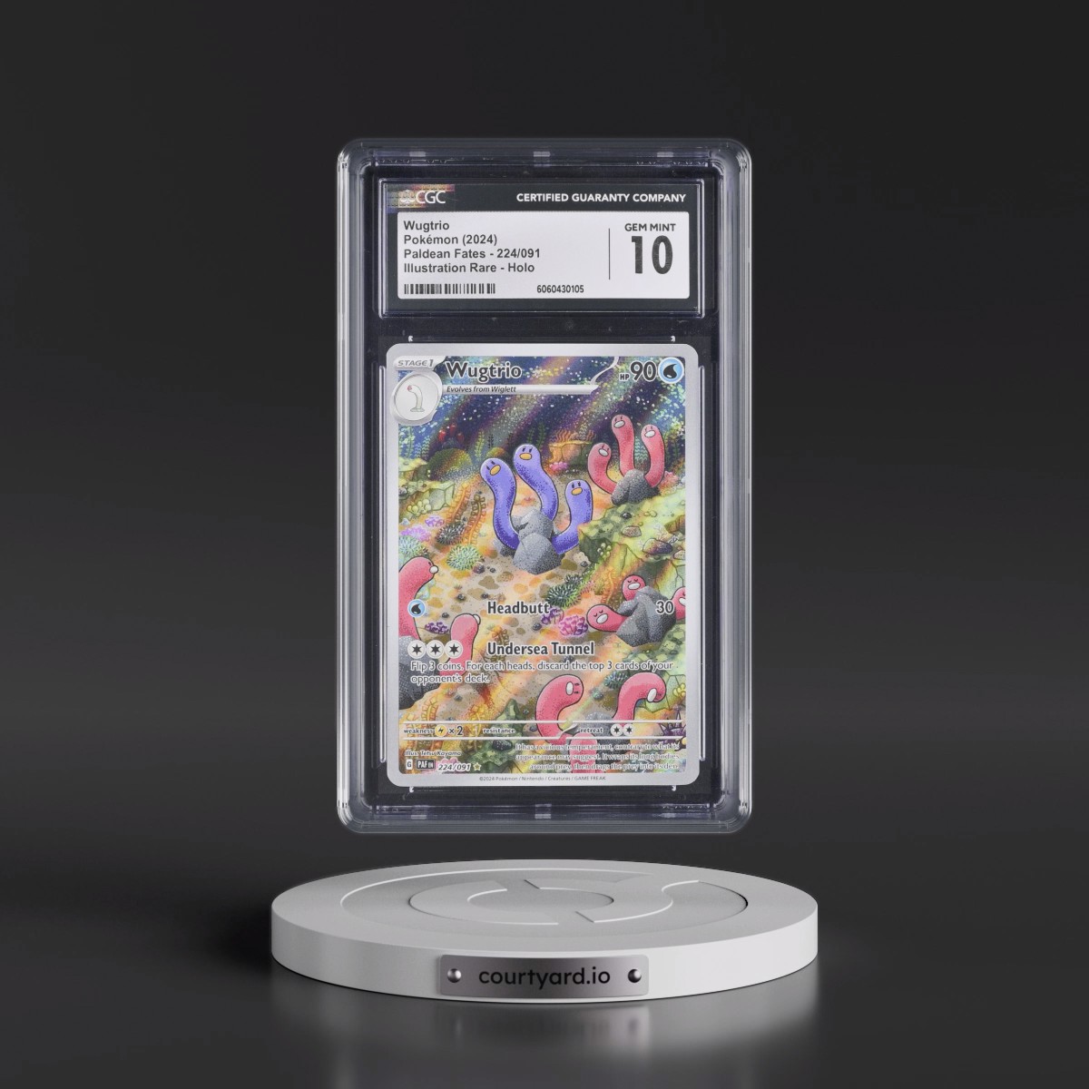 2024 Paldean Fates - PAF EN #224/091 Wugtrio - Illustration Rare Holo (CGC 10 GEM MINT)