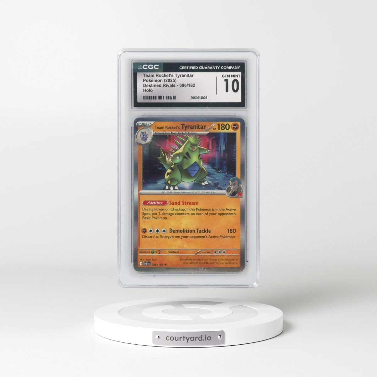 2025 Destined Rivals - DRI EN #096/182 Team Rocket's Tyranitar - Holo (CGC 10 GEM MINT)