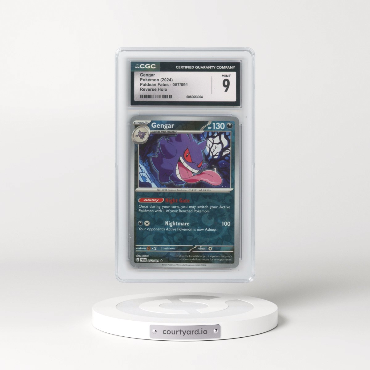 2024 Pokémon Paf EN-Paldean Fates #057 Gengar - Reverse Holo (CGC 9 MINT)