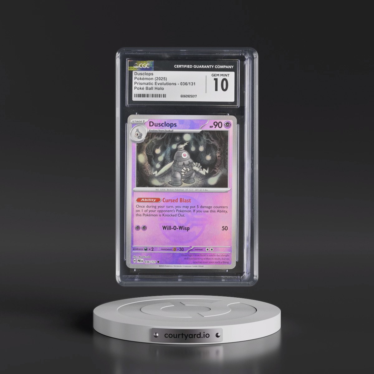 2024 Prismatic Evolutions - PRE EN #036/131 Dusclops - Poké Ball Holo (CGC 10 GEM MINT)