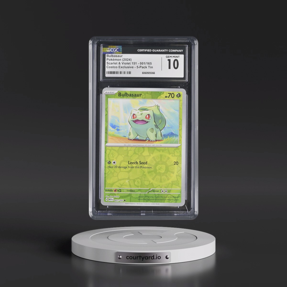 2023 Scarlet & Violet 151 - MEW EN #001/165 Bulbasaur - (Rev. Cos. Holo)Costco Exclusive (2023 on Card) 5-Pack Tin (CGC 10 GEM MINT)