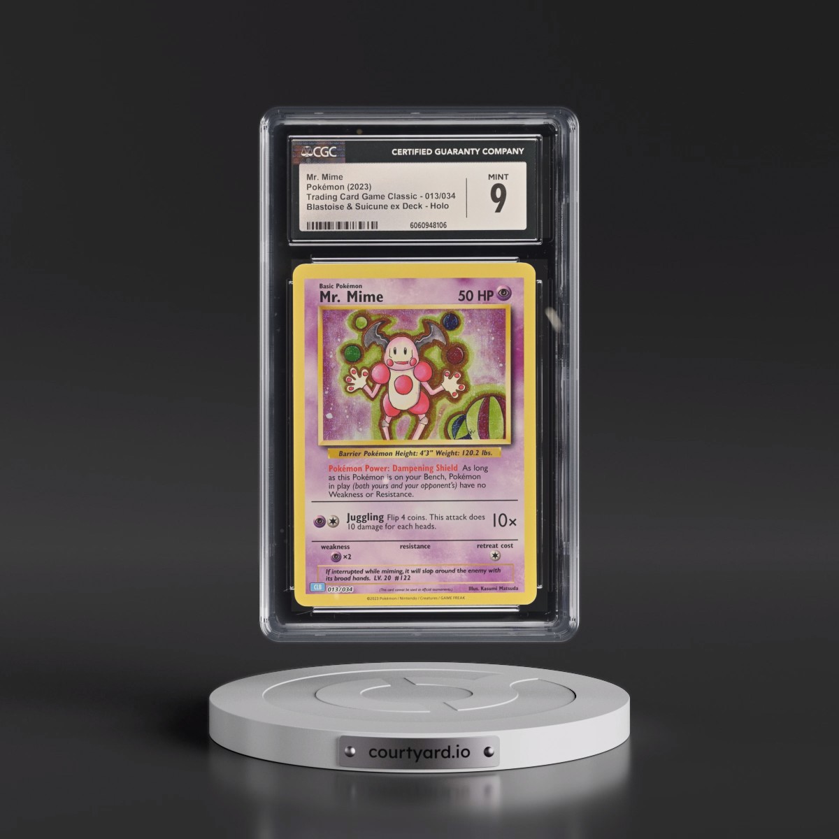 2023 Trading Card Game Classic - CLV, CLC, CLB #013/034 Mr. Mime - Blastoise & Suicune ex Deck - CLB Holo (CGC 9 MINT)