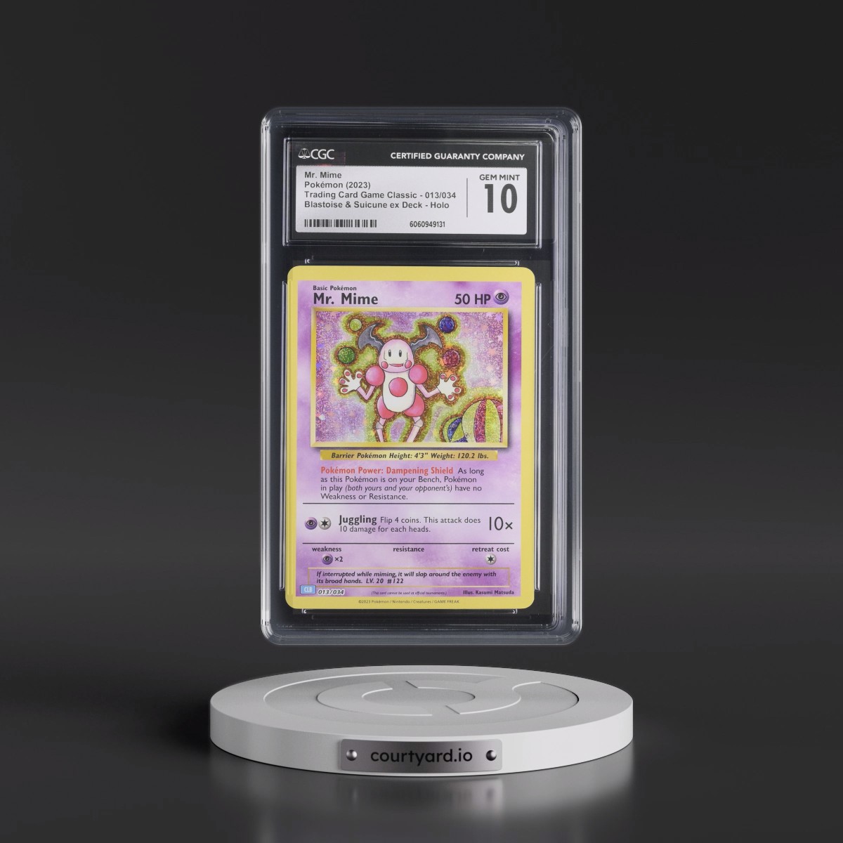 2023 Trading Card Game Classic - CLV, CLC, CLB #013/034 Mr. Mime - Blastoise & Suicune ex Deck - CLB Holo (CGC 10 GEM MINT)