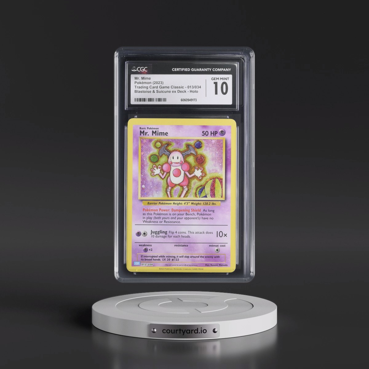 2023 Trading Card Game Classic - CLV, CLC, CLB #013/034 Mr. Mime - Blastoise & Suicune ex Deck - CLB Holo (CGC 10 GEM MINT)
