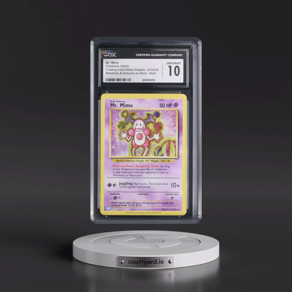 2023 Trading Card Game Classic - CLV, CLC, CLB #013/034 Mr. Mime - Blastoise & Suicune ex Deck - CLB Holo (CGC 10 GEM MINT)