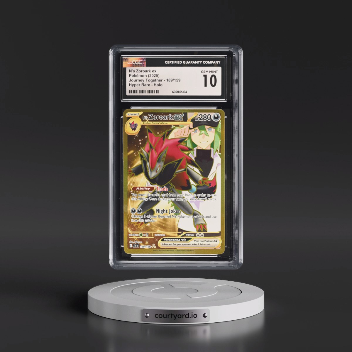 2024 Journey Together - JTG EN #189/159 N's Zoroark ex - Hyper Rare Holo (CGC 10 GEM MINT)