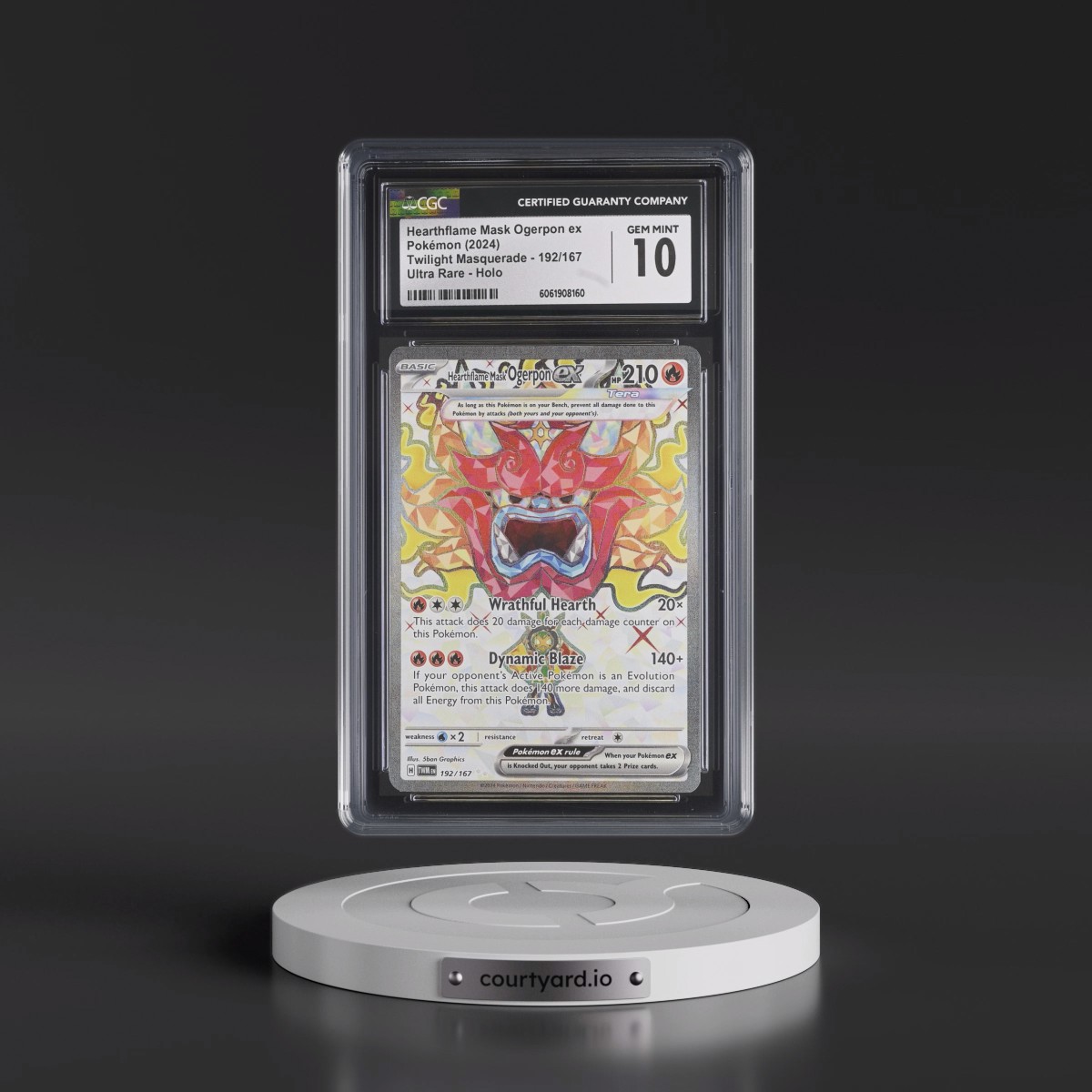 2024 Pokémon Twm EN-Twilight Masquerade #192 Hearthflame Mask Ogerpon EX - Holo Ultra Rare (CGC 10 GEM MINT)