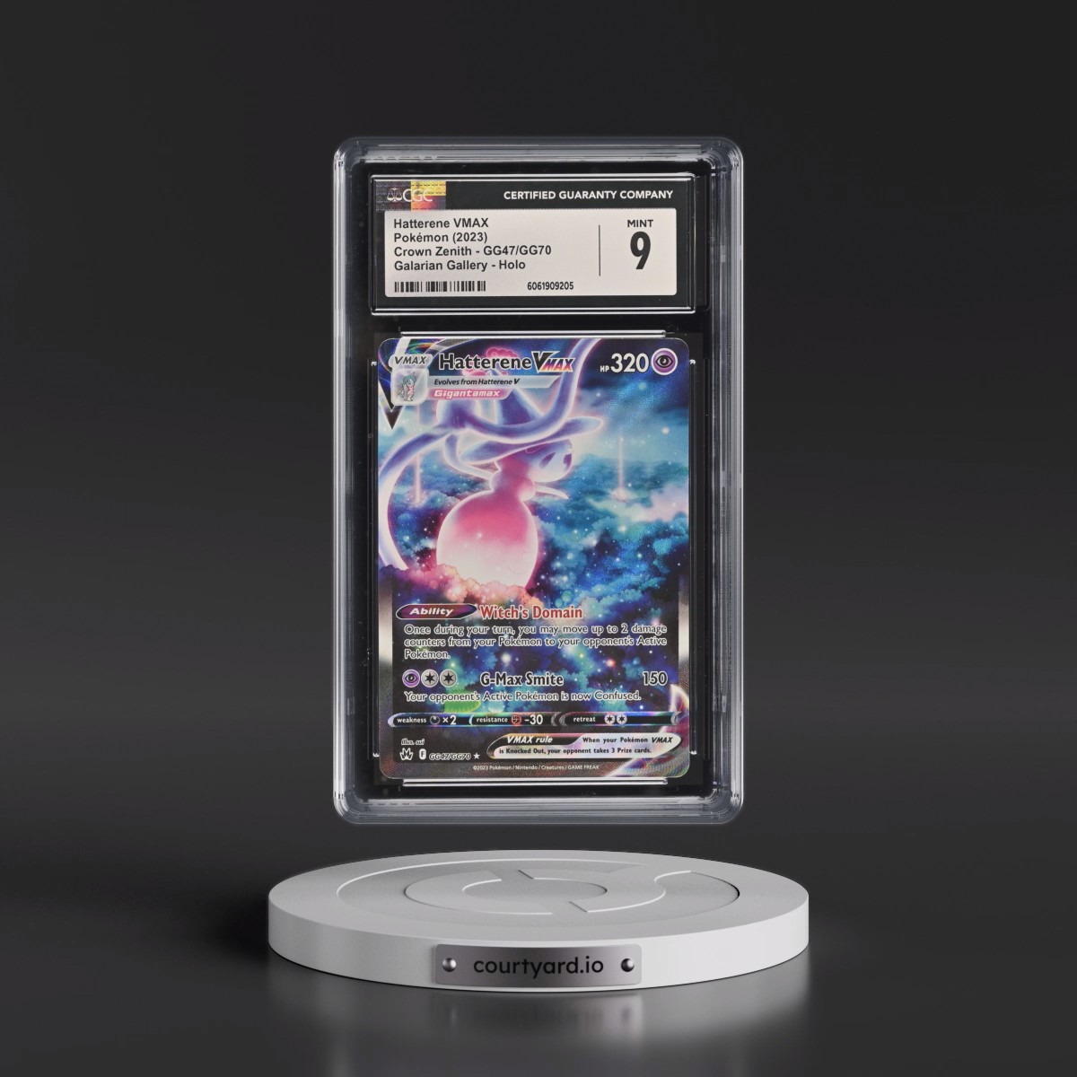 2023 Crown Zenith #GG47/GG70 Hatterene VMAX - Galarian Gallery Holo (CGC 9 MINT)