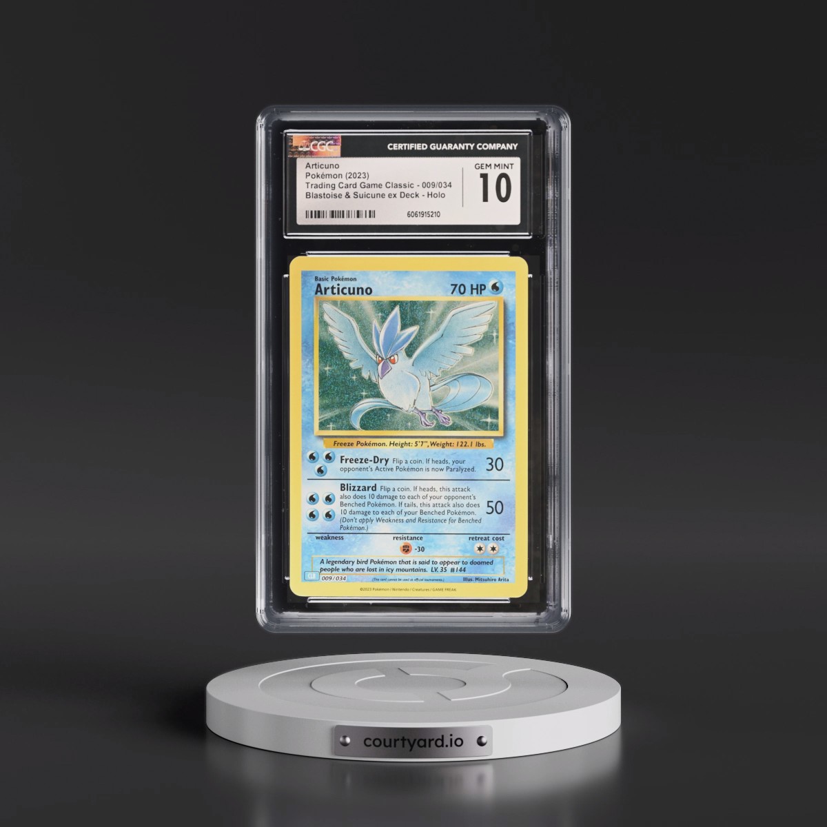 2023 Trading Card Game Classic - CLV, CLC, CLB #009/034 Articuno - Blastoise & Suicune ex Deck - CLB Holo (CGC 10 GEM MINT)