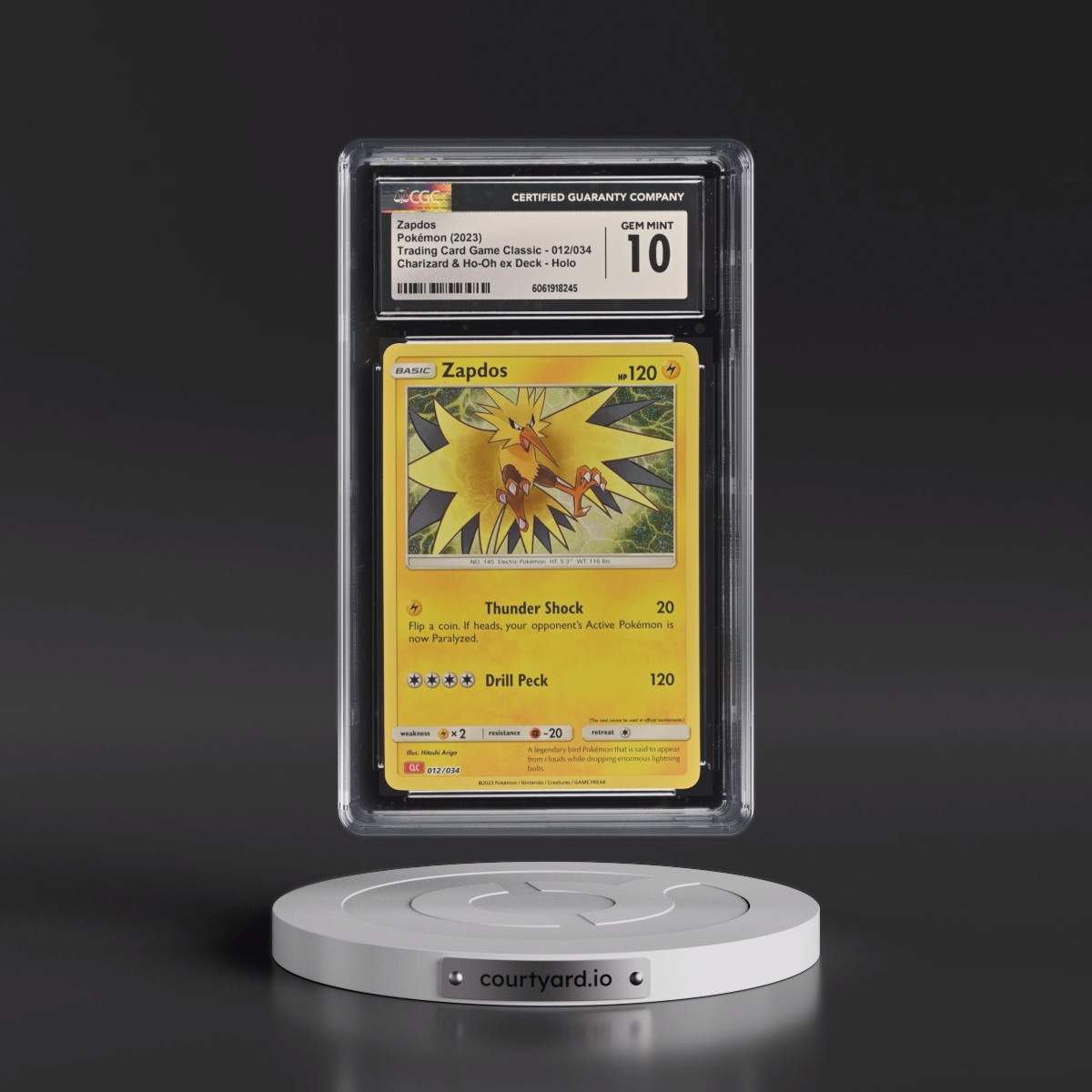 2023 Trading Card Game Classic - CLV, CLC, CLB #012/034 Zapdos - Charizard & Ho-Oh ex Deck - CLC Holo (CGC 10 GEM MINT)