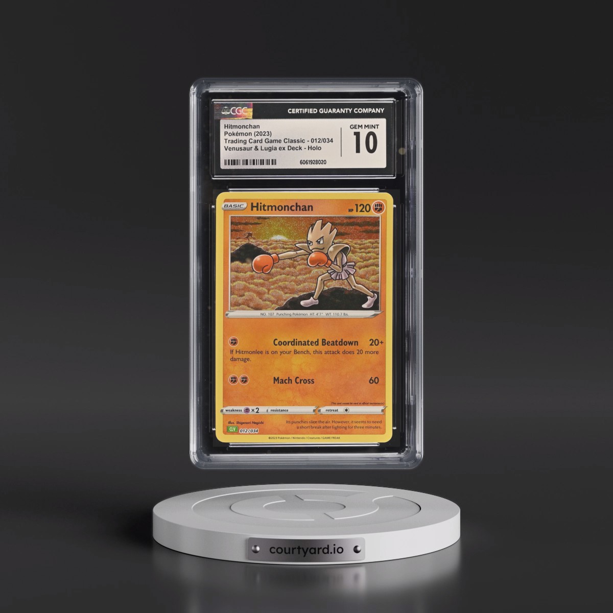 2023 Trading Card Game Classic - CLV, CLC, CLB #012/034 Hitmonchan - Venusaur & Lugia ex Deck - CLV Holo (CGC 10 GEM MINT)