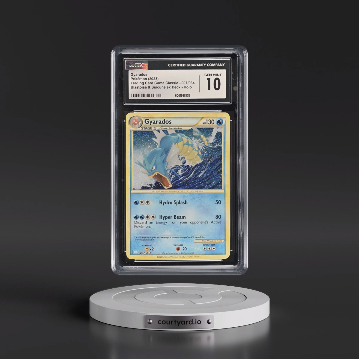 2023 Trading Card Game Classic - CLV, CLC, CLB #007/034 Gyarados - Blastoise & Suicune ex Deck - CLB Holo (CGC 10 GEM MINT)